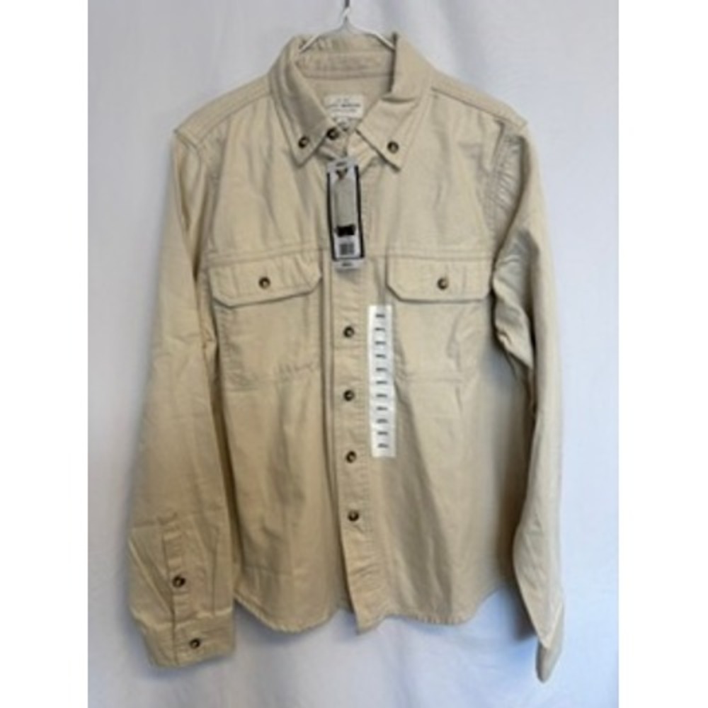 Lucky Brand Mens Oatmeal Cotton Button Down Utility Shirt Small NWT